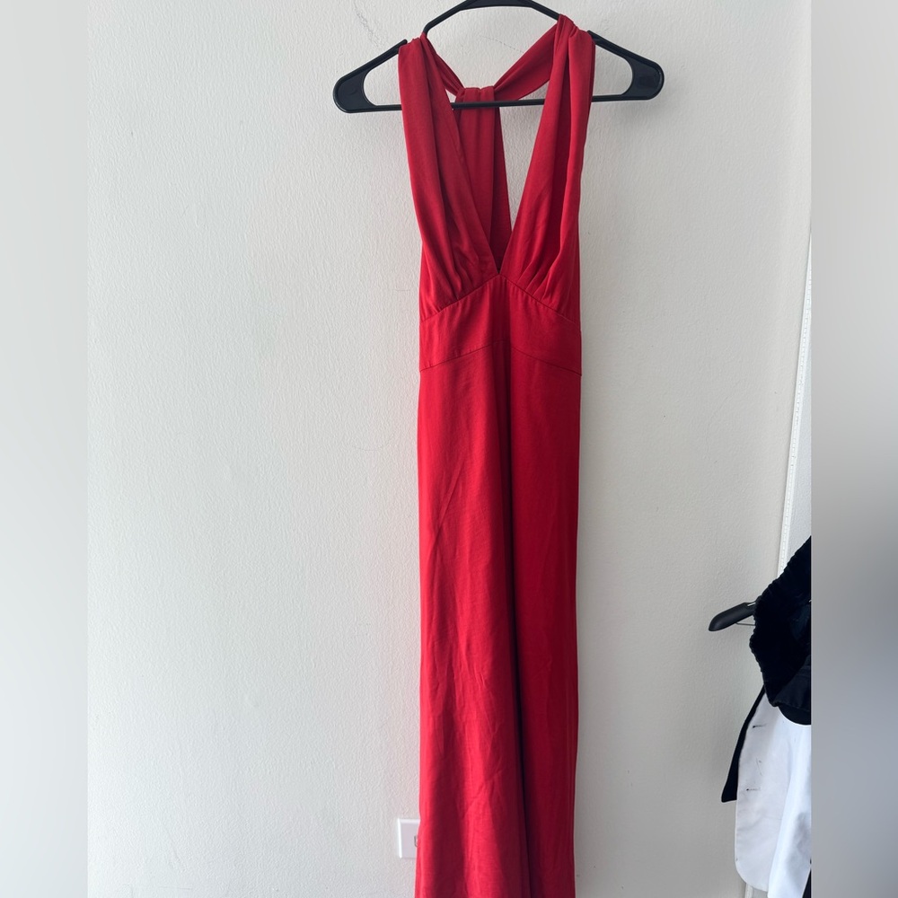 Banana republic halter maxi evening gown red formal